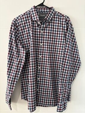 Bonobos Men's Navy and Red Check Cotton Button-Down Shirt